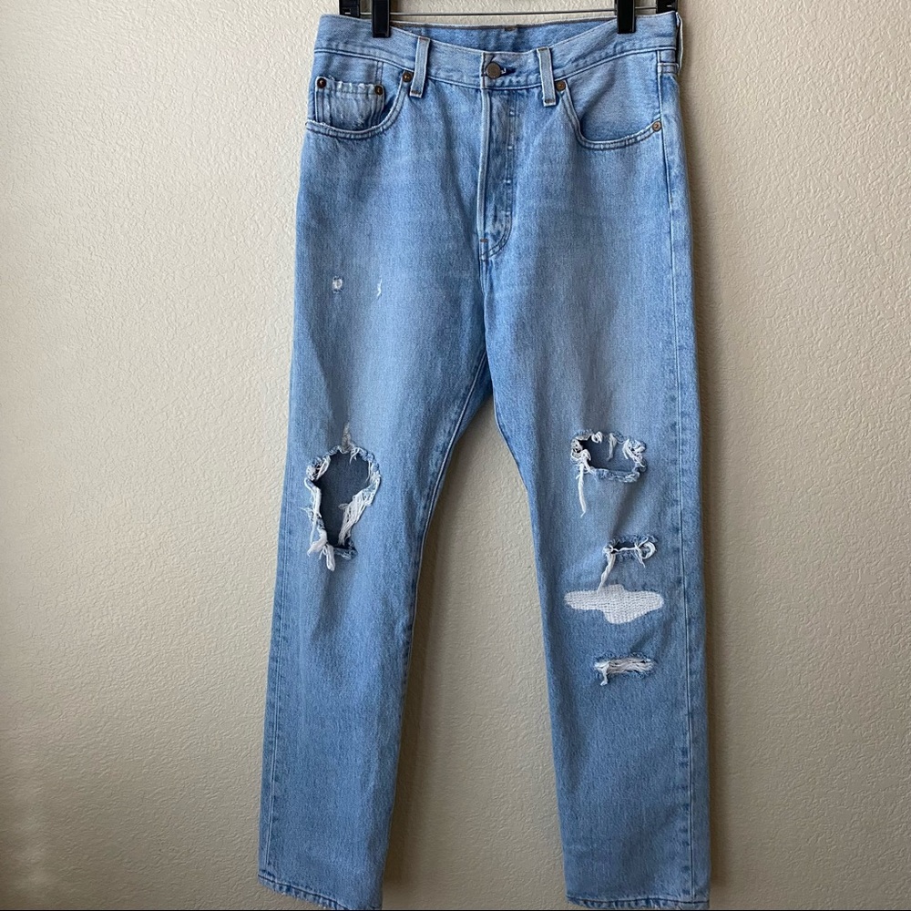 Levi's 501 Big E Distressed Button Fly High Rise Jeans Size 29 x 30
